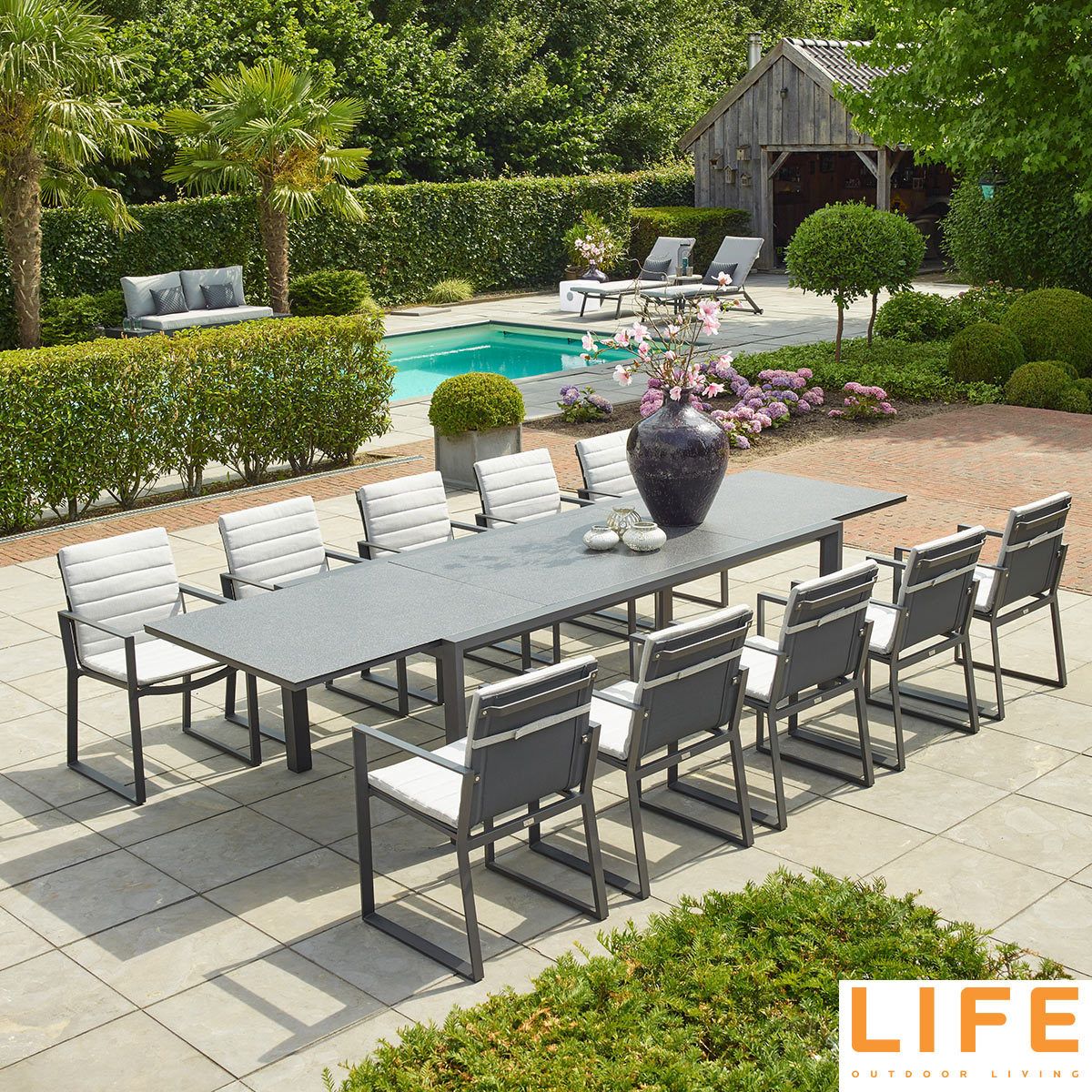 Life Outdoor Living Barossa 11 Piece Extendable Dining Table Set Intended For 11 Piece Extendable Patio Dining Sets (View 9 of 15)