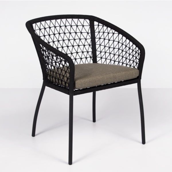 Lola Black Outdoor Wicker Dining Arm Chair | Design Warehouse Nz Within Black Outdoor Dining Chairs (View 9 of 15)