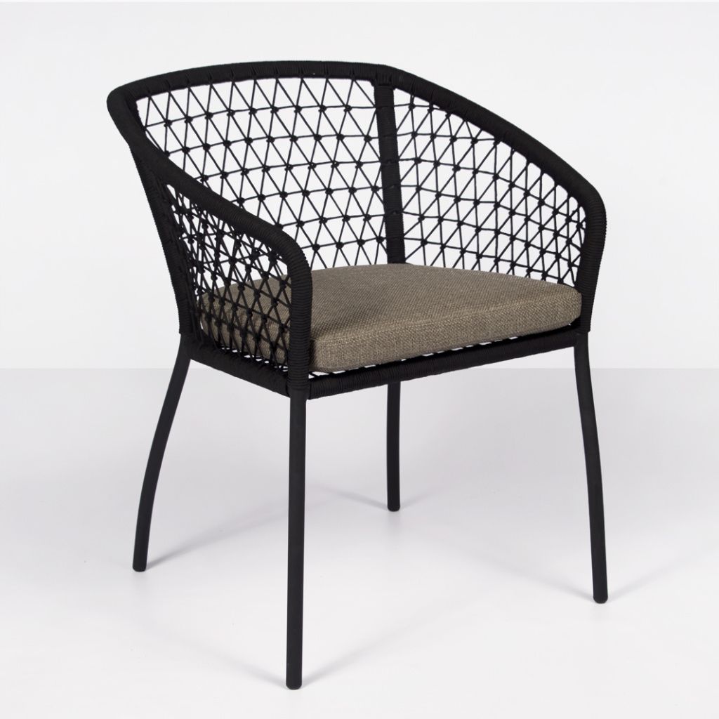 Lola Outdoor Wicker Dining Arm Chair In Black | Teak Warehouse Within Teak Outdoor Armchairs (View 12 of 15)