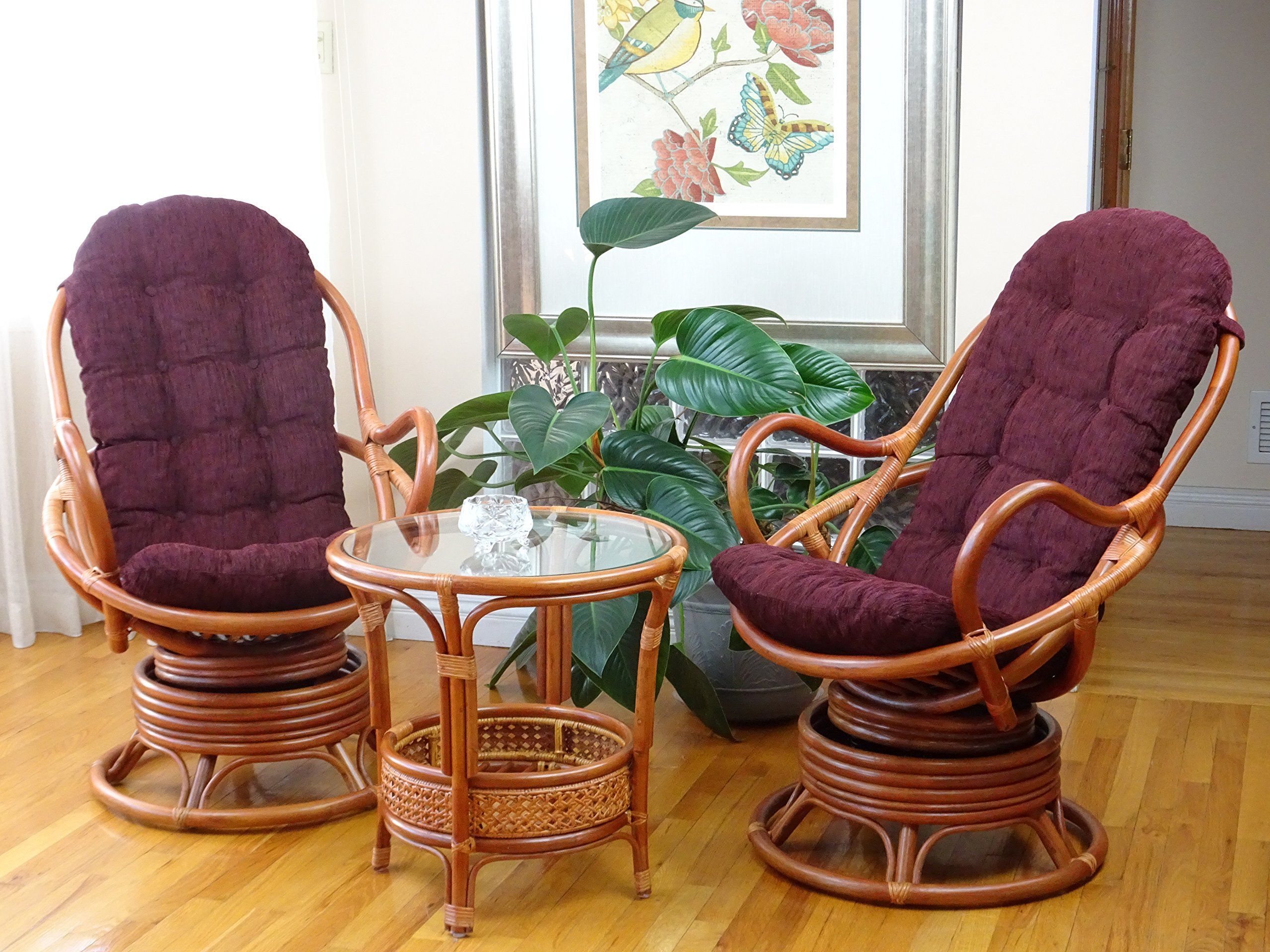 Lounge Swivel Rocking Java Chair Rattan Wicker Handmade W/Dark Brown Intended For Dark Natural Rocking Chairs (View 13 of 15)