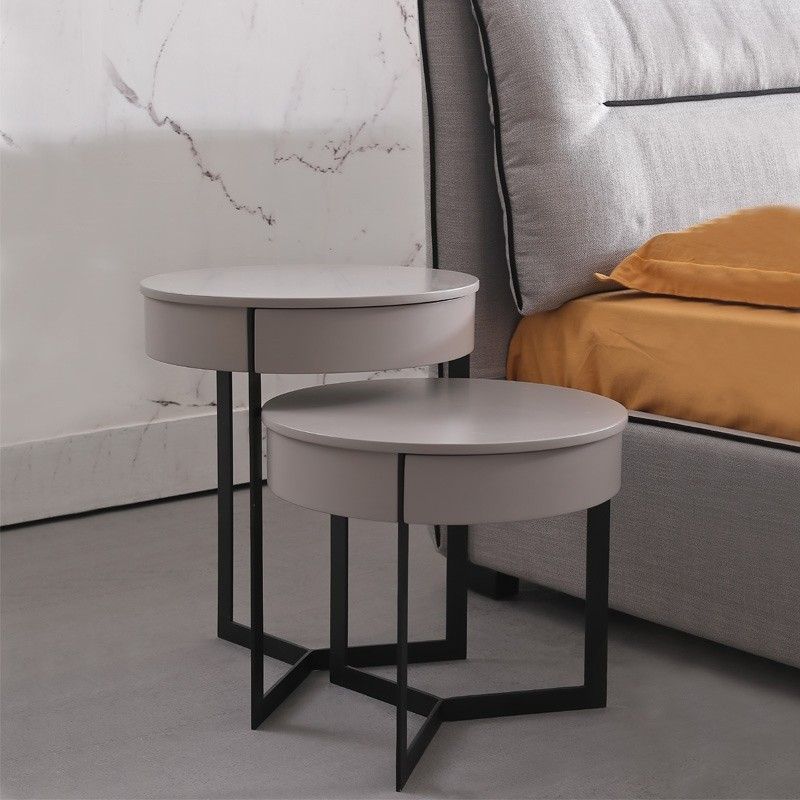 Luxury Modern Round Nightstand Gray And Black Nesting Side Tables With Intended For Gray Wood Outdoor Nesting Coffee Tables (View 8 of 15)