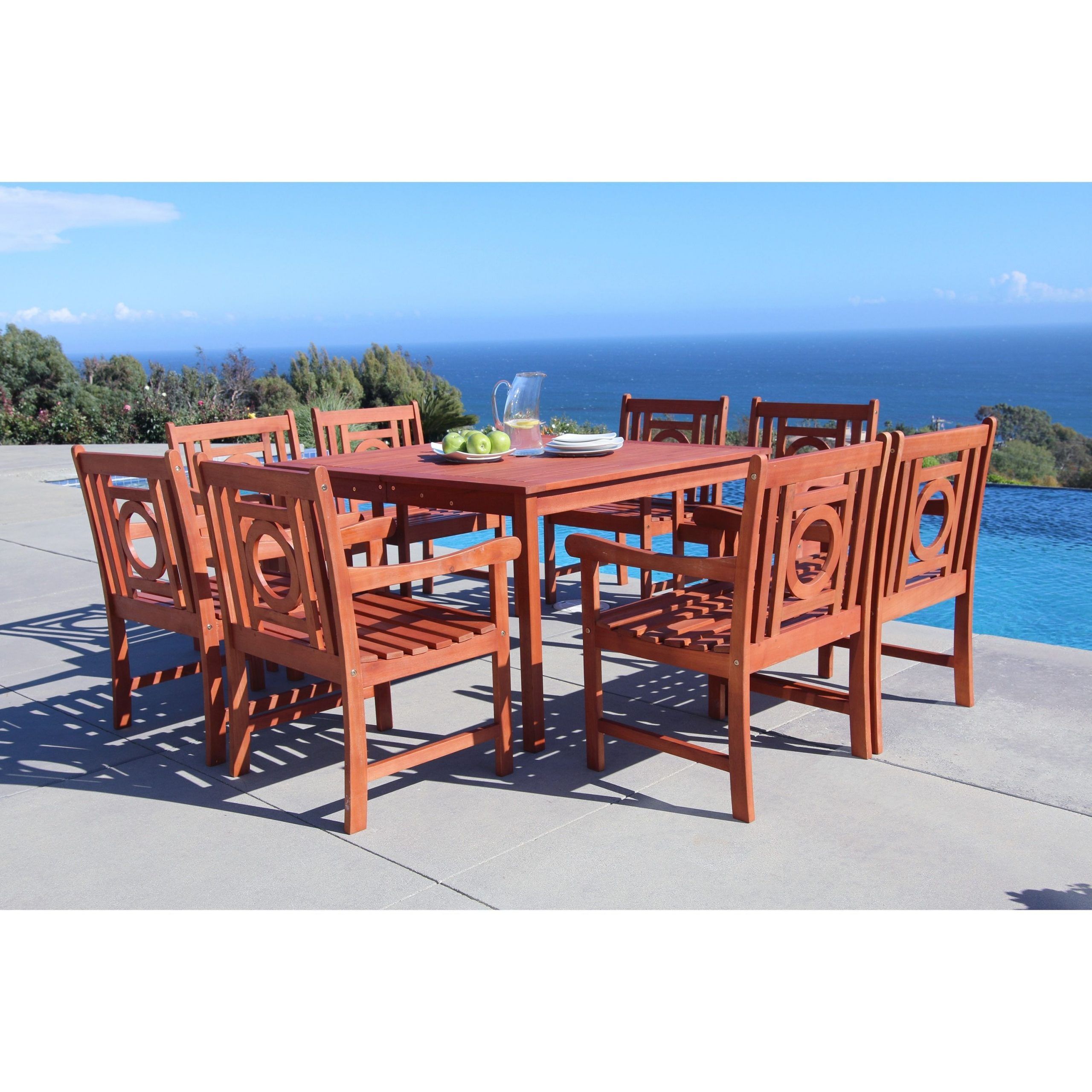 Malibu Eco Friendly 9 Piece Outdoor Hardwood Dining Set With Square Intended For 9 Piece Patio Dining Sets (View 3 of 15)