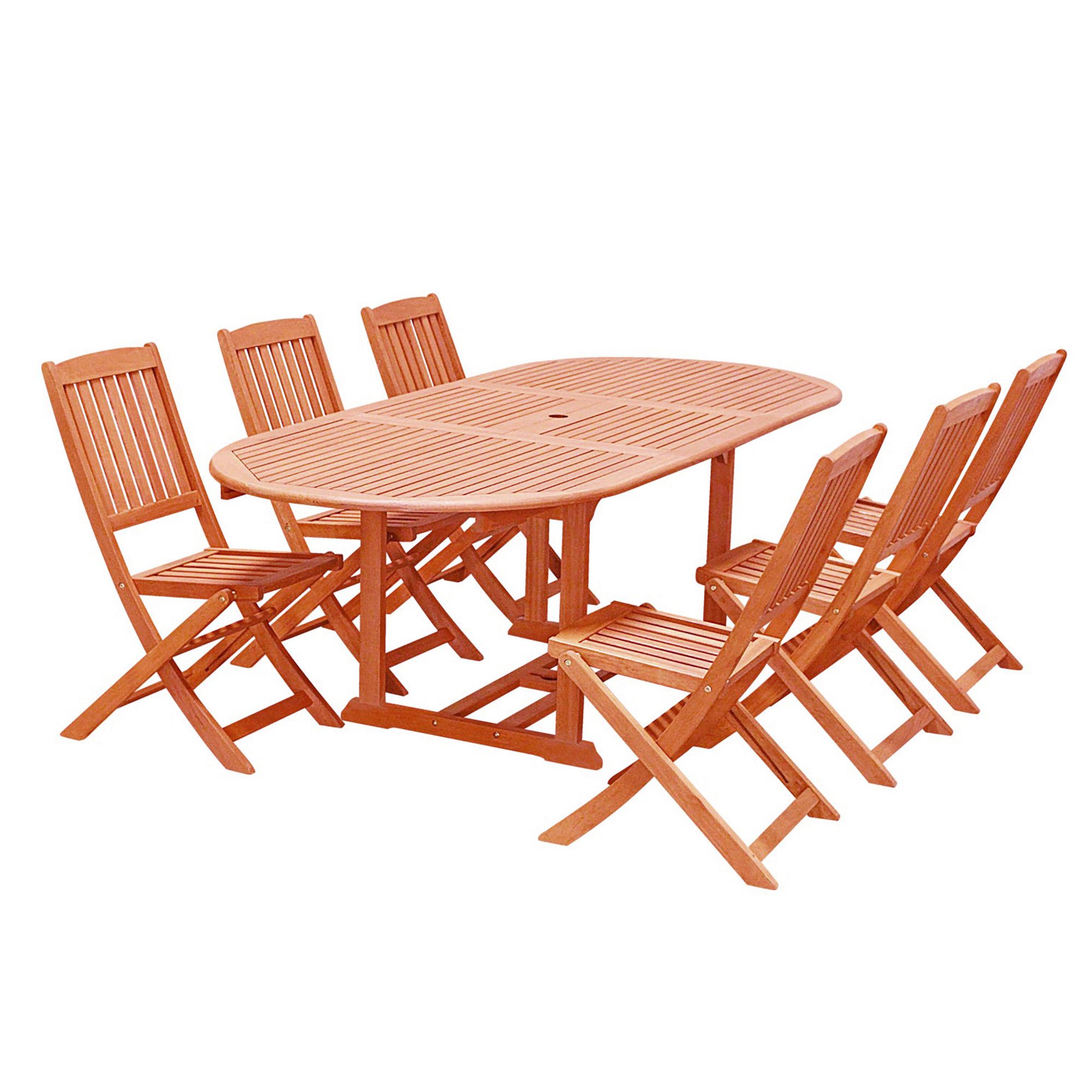 Malibu Outdoor 7 Piece Wood Patio Dining Set With Extension Table Regarding Extendable 7 Piece Patio Dining Sets (View 9 of 15)