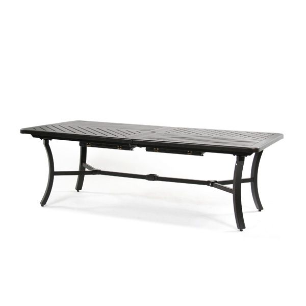 Mallin 44" X 128" Slat Top Extension Dining Table | Today'S Patio Pertaining To Wide Silver Metal Outdoor Picnic Tables (View 5 of 15)