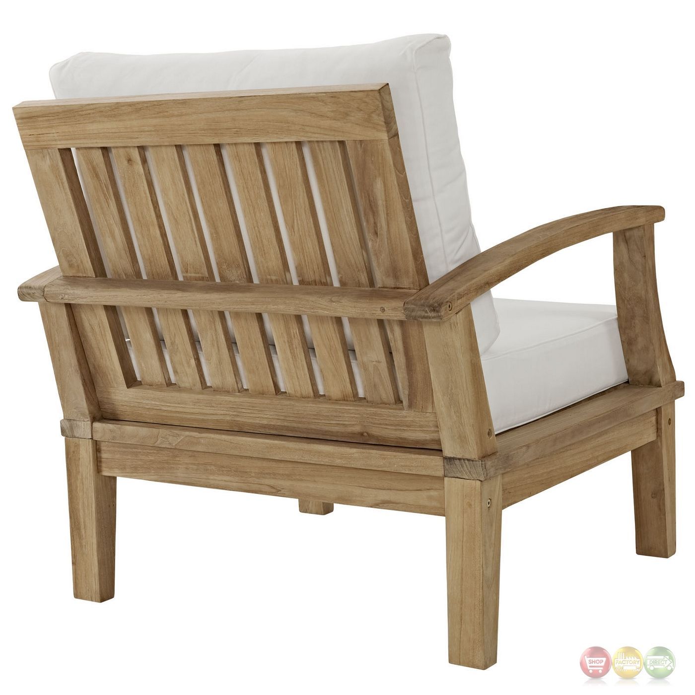 Marina Natural Teak Wood Outdoor Patio Armchair W/ Upholstered Cushion Regarding Teak Outdoor Armchairs (View 8 of 15)