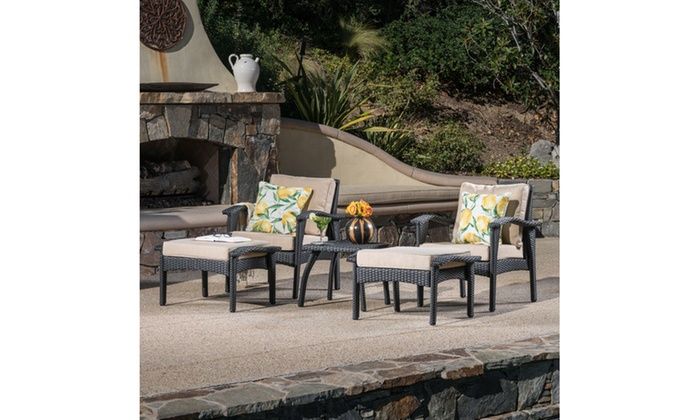 Maui Outdoor Wicker Seating Set With Table (5 Piece) | Groupon With Regard To 5 Piece 5 Seat Outdoor Patio Sets (View 12 of 15)
