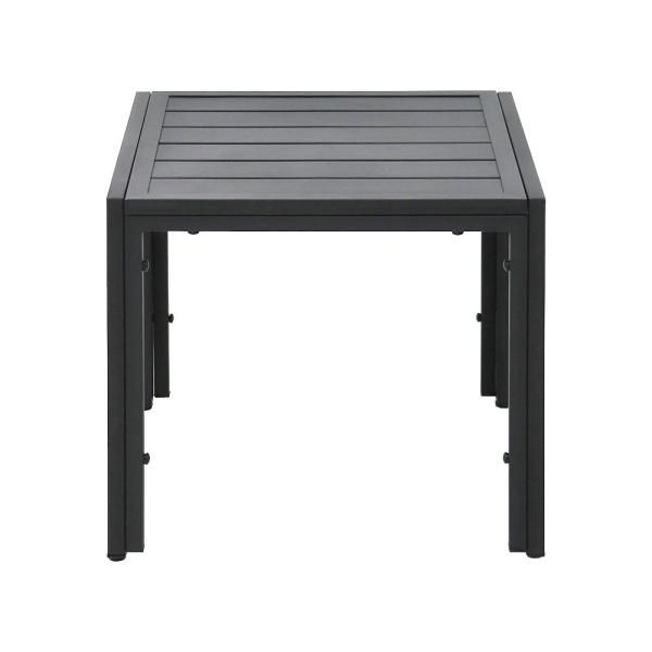 Maypex Black Steel Outdoor End Table With Slat Top 300371 – The Home Depot Throughout Wood And Steel Outdoor Side Tables (View 14 of 15)