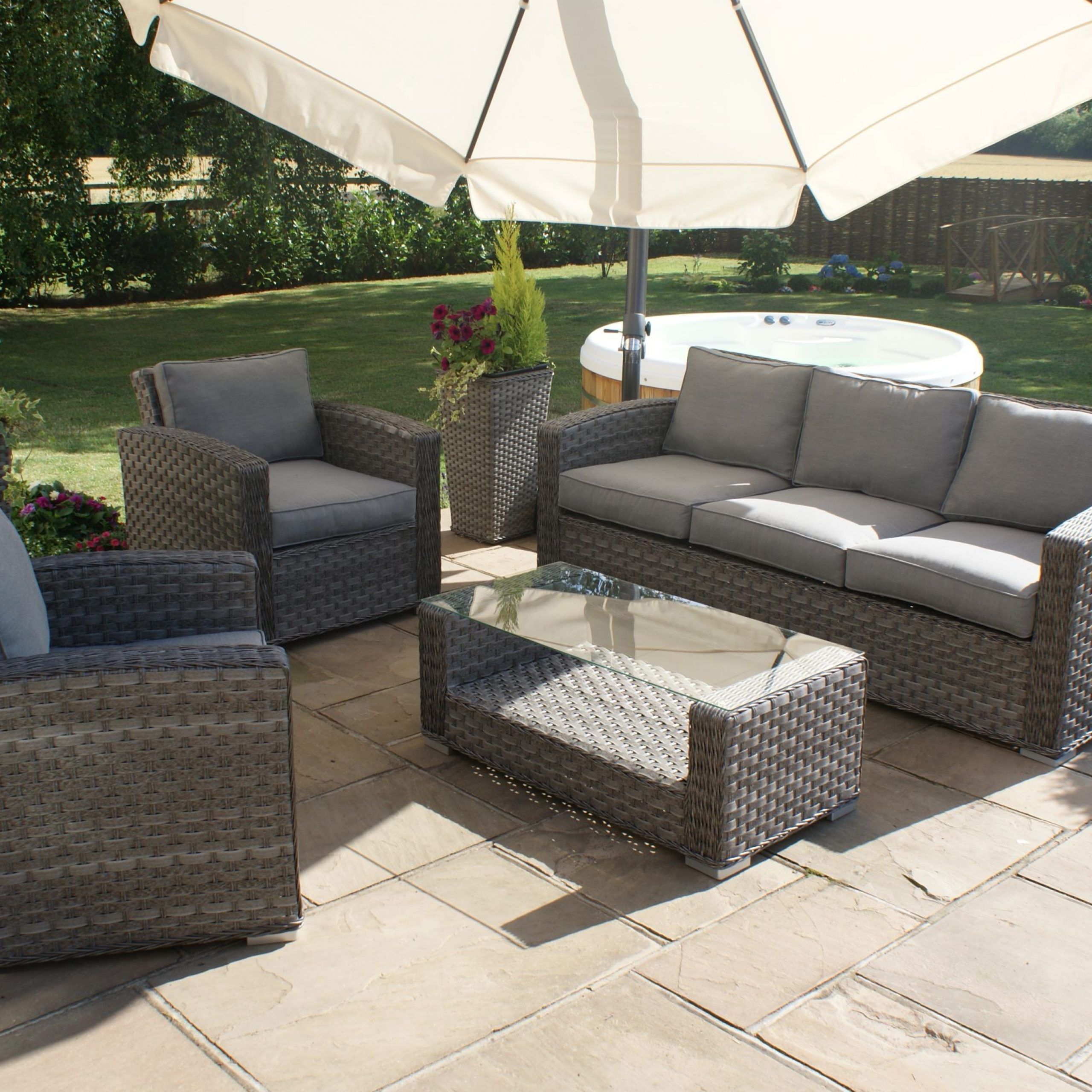 Maze Rattan Victoria 3 Seat Garden Sofa Set | Rattan Furniture Fairy With Regard To Outdoor Seating Sectional Patio Sets (View 6 of 15)