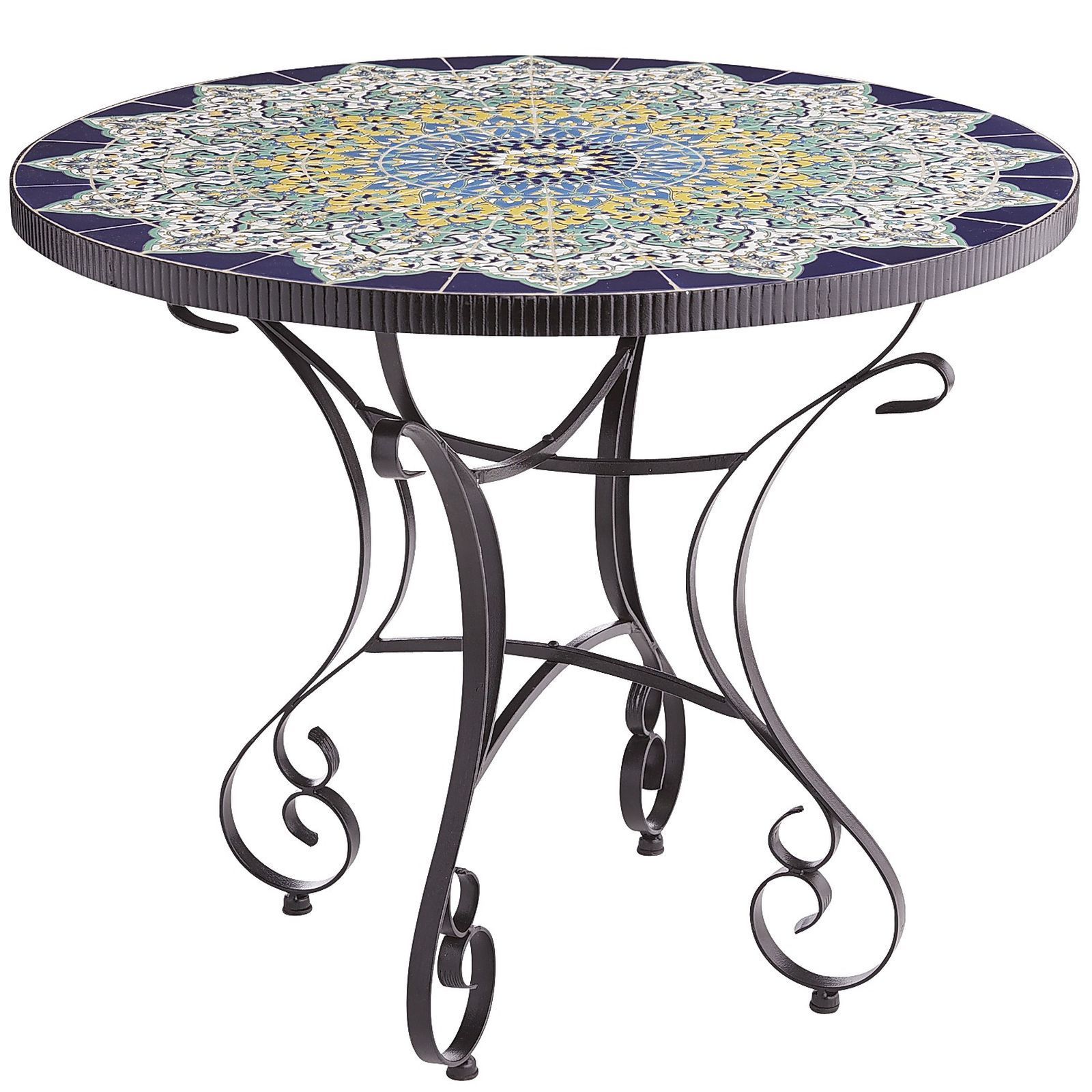 Mediterranean Square Table – Blue | Outdoor Accent Table, Mosaic Patio Within Blue Mosaic Black Iron Outdoor Accent Tables (View 10 of 15)