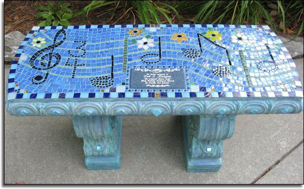 Memorial Bench | Memorial Benches, Mosaic Furniture, Mosaic Throughout Dragonfly Mosaic Outdoor Accent Tables (View 12 of 15)