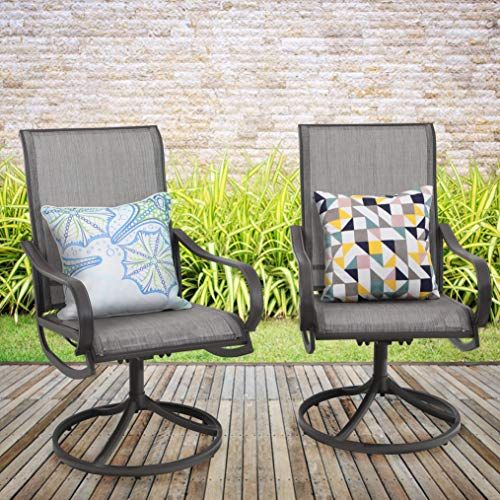 Mf Studio 2 Pieces Patio Metal Dining Swivel Chairs Bistro Backyard Within Brown Fabric Outdoor Patio Bar Chairs Sets (View 4 of 15)