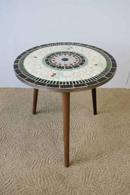 Mid Centuy Modern Tile Mosaic Round Side Table At 1Stdibs For Mosaic Tile Top Round Side Tables (View 4 of 15)
