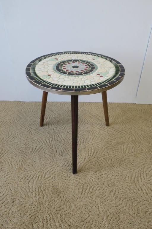 Mid Centuy Modern Tile Mosaic Round Side Table At 1Stdibs Pertaining To Mosaic Tile Top Round Side Tables (View 8 of 15)
