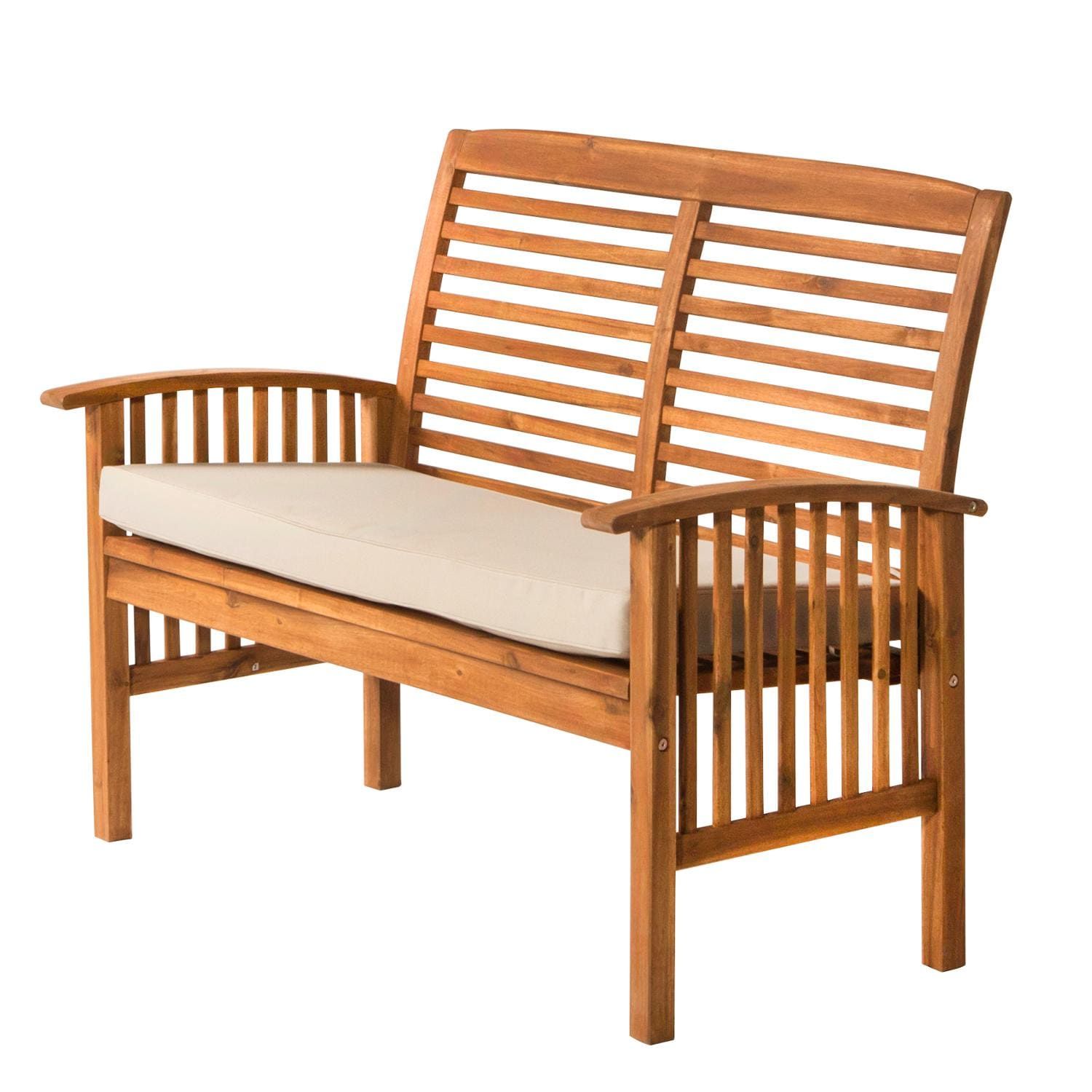 Midland Brown Acacia Patio Loveseat W/ Natural Cushionswalker With Brown Acacia Patio Chairs With Cushions (View 13 of 15)