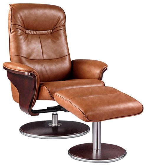 Milano Leather Swivel Recliner And Ottoman – Contemporary – Recliner Throughout Dark Wood Outdoor Reclining Chairs (View 6 of 15)