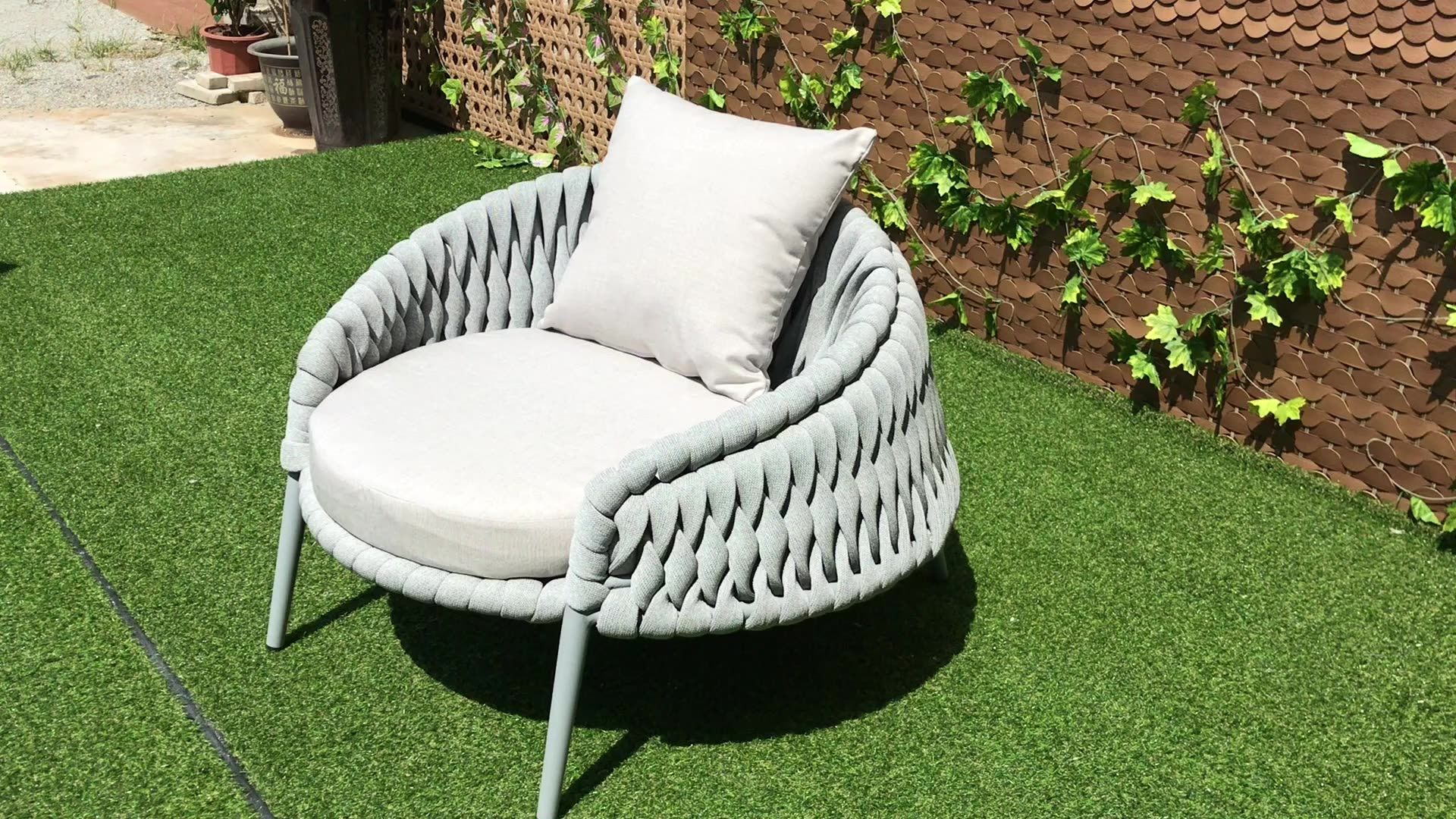 Modern Hotel Aluminum Rope Sofa Rope Furniture Modern Outdoor Furniture Intended For White Fabric Outdoor Patio Sets (View 1 of 15)