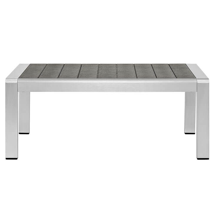 Modern Outdoor Aluminum Wood Coffee Table | Modern Furniture • Brickell Pertaining To Wide Silver Metal Outdoor Picnic Tables (View 2 of 15)
