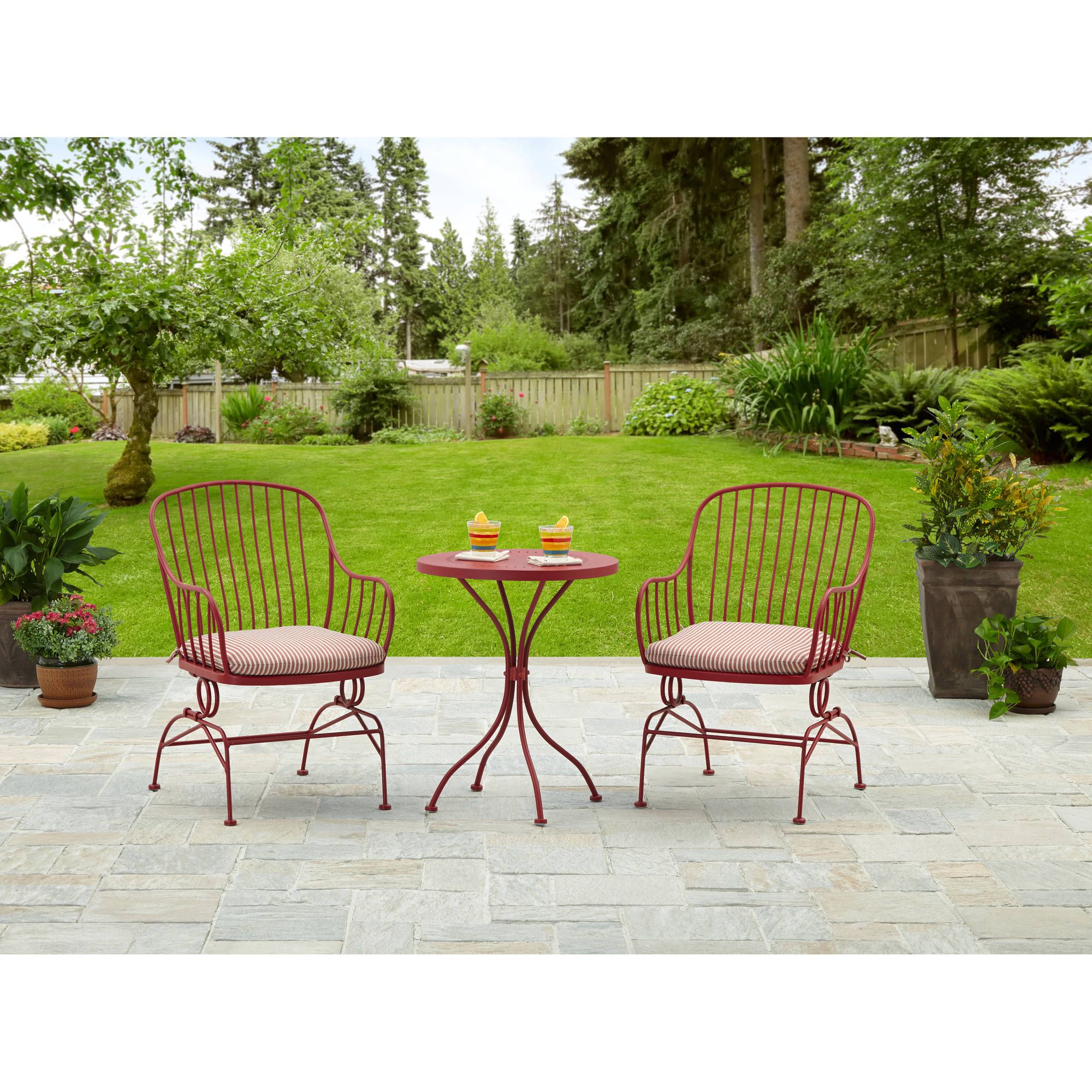 Modern Outdoor Furniture Sale Bistro Set 3 Piece Patio Table Sets Intended For Red Metal Outdoor Table And Chairs Sets (View 13 of 15)