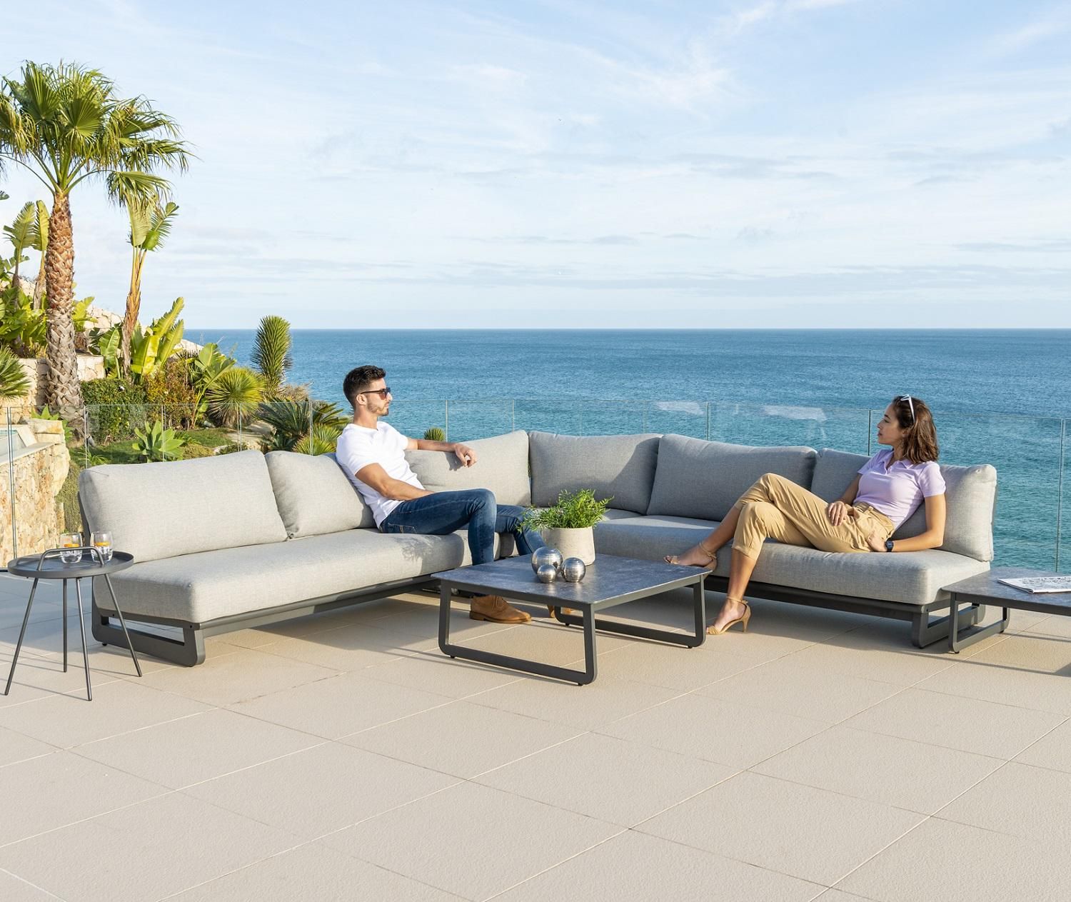 Modular Garden Corner Lounge Sofa Pieces In Aluminium & All Weather Throughout Fabric Outdoor Middle Chair Sets (View 4 of 15)