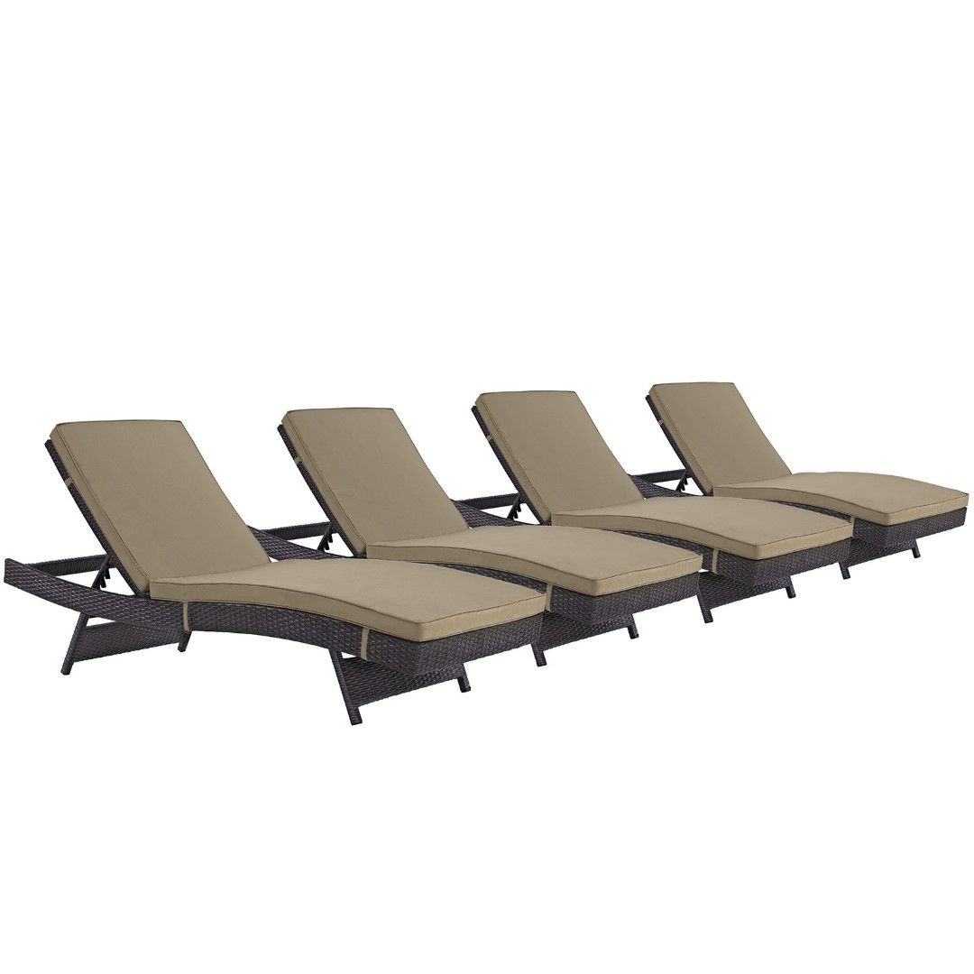 Modway Convene Chaise Outdoor Patio Upholstered Fabric Set Of 4 In In Mocha Fabric Outdoor Wicker Armchair Sets (View 4 of 15)