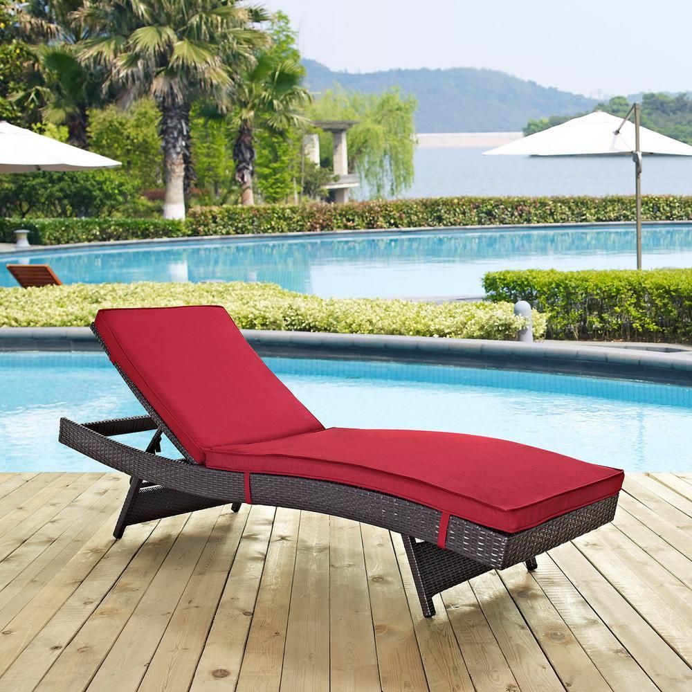 Modway Convene Wicker Outdoor Patio Chaise Lounge In Espresso With Throughout Mocha Fabric Outdoor Wicker Armchair Sets (View 9 of 15)