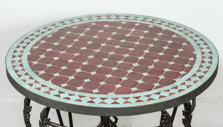 Moroccan Round Mosaic Tile Side Table Indoor Or Outdoor At 1Stdibs Regarding Mosaic Tile Top Round Side Tables (View 7 of 15)