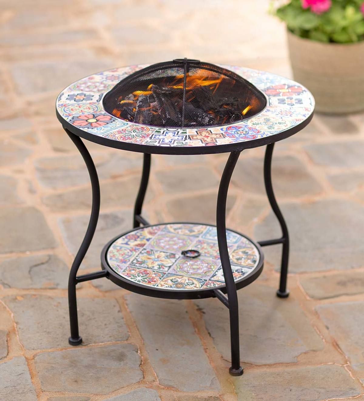 Mosaic Tile Round Outdoor Coffee Table – Mid Century Modern Mosaic Tile Pertaining To Ocean Mosaic Outdoor Accent Tables (View 2 of 15)