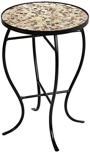 Mother Of Pearl Mosaic Black Iron Outdoor Accent Table Te Https With Black Iron Outdoor Accent Tables (View 6 of 15)