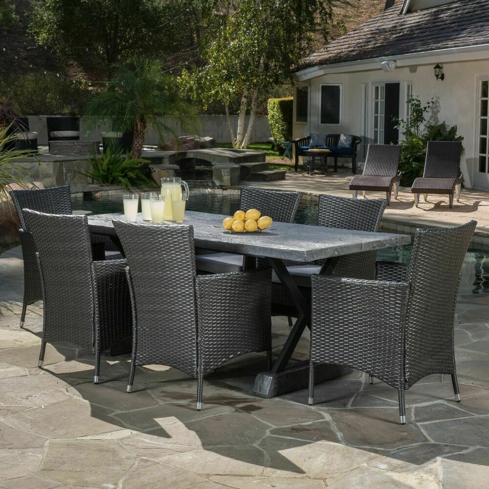 Myrtle Outdoor 7 Piece Dining Set With Cushions 637162998717 | Ebay Pertaining To 7 Piece Patio Dining Sets With Cushions (View 12 of 15)