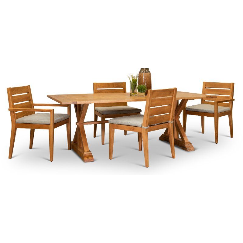 Natural Eucalyptus Patio Dining Set – Glades | Outdoor Dining Spaces For Rectangular Teak And Eucalyptus Patio Dining Sets (View 10 of 15)