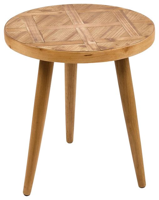 Natural Wood Patterned Round Side Table – Contemporary – Side Tables With Regard To Natural Wood Outdoor Side Tables (View 12 of 15)