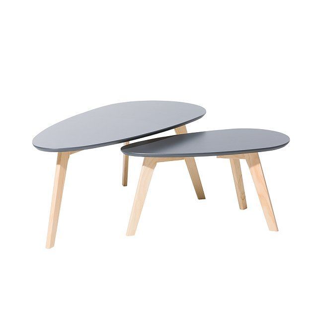 Nest Of 2 Tables Grey With Light Wood Fly Ii | Table, Nesting Tables For Gray Wood Outdoor Nesting Coffee Tables (View 1 of 15)