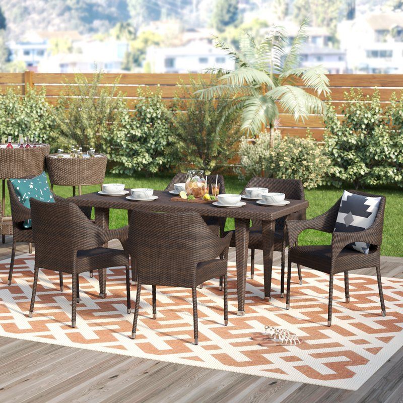Nevius 7 Piece Dining Set (With Images) | 7 Piece Dining Set, Patio Intended For 7 Piece Small Patio Dining Sets (View 6 of 15)