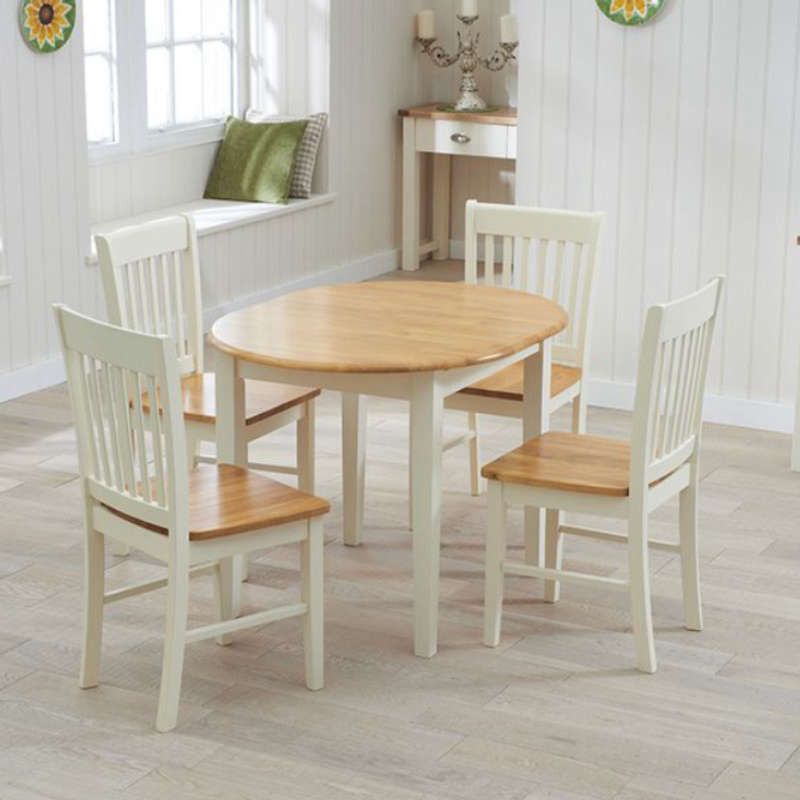 Oak & Cream Oval Extending Dining Table [Alaska] | Cheap Furniture With Extendable Oval Dining Sets (View 11 of 15)