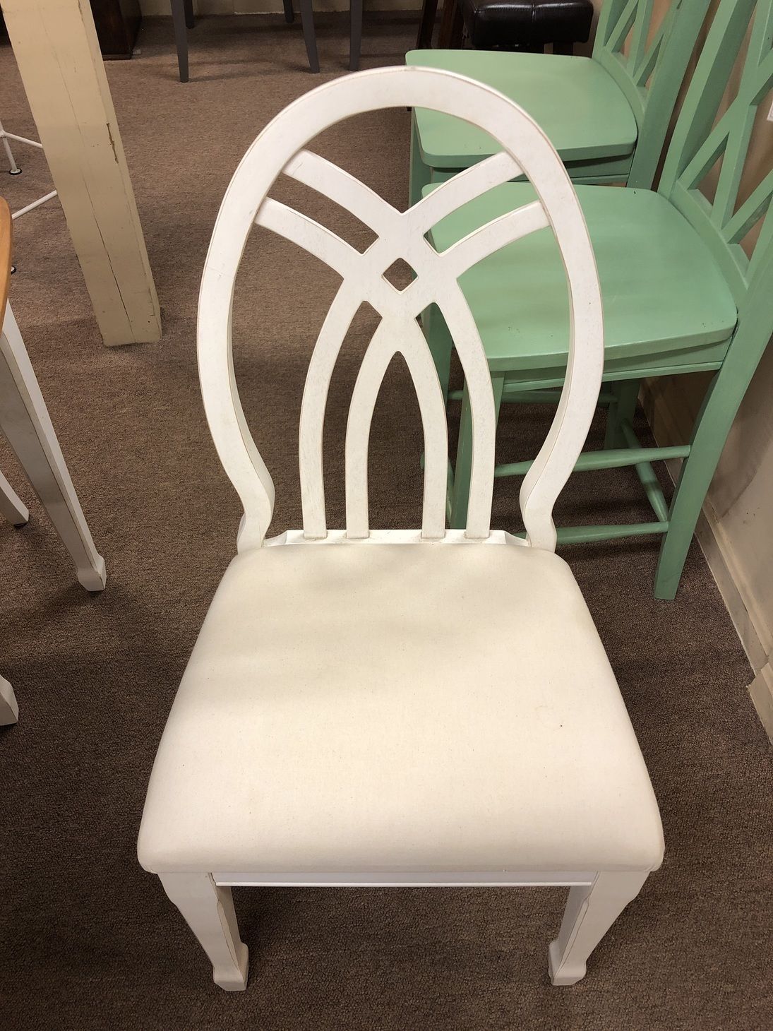 Oak Table W/ 6 White Chairs | Delmarva Furniture Consignment For White Shell Large Patio Dining Sets (View 2 of 15)