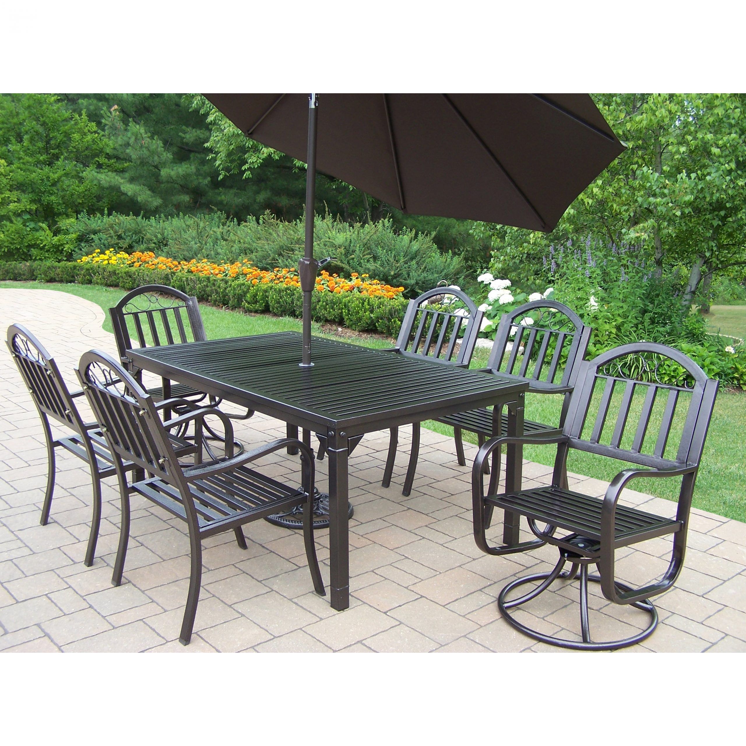 Oakland Living Corporation Hometown 9 Piece Outdoor Dining Set With Intended For Brown 9 Piece Outdoor Dining Sets (View 5 of 15)