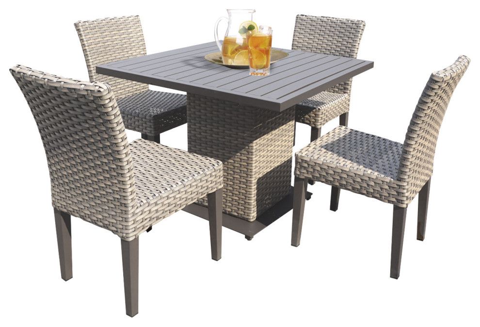 Oasis Square Dining Table With 4 Chairs – Tropical – Outdoor Dining In Armless Square Dining Sets (View 3 of 15)