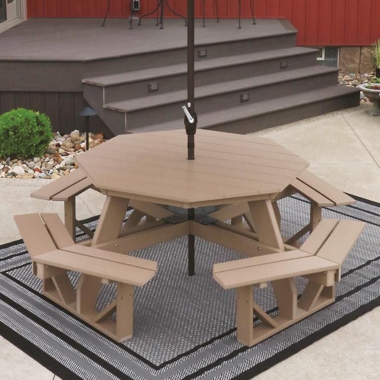 Octagonal Wood Picnic Table | Octagon Outdoor Table Pertaining To Octagonal Outdoor Dining Sets (View 5 of 15)