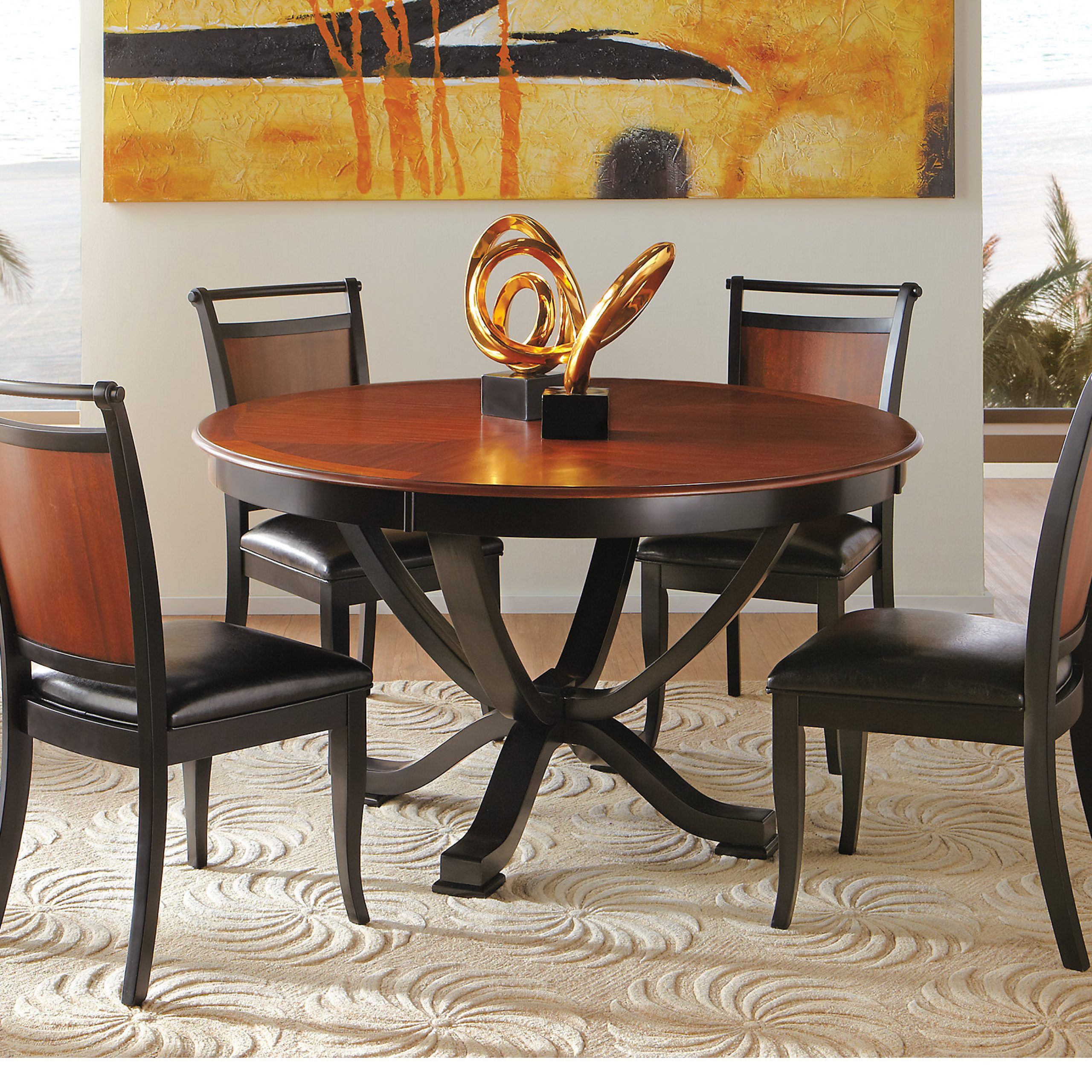 Orland Park Black 5 Pc Round Dining Set – Contemporary Regarding Black Weave Outdoor Modern Dining Chairs Sets (View 15 of 15)