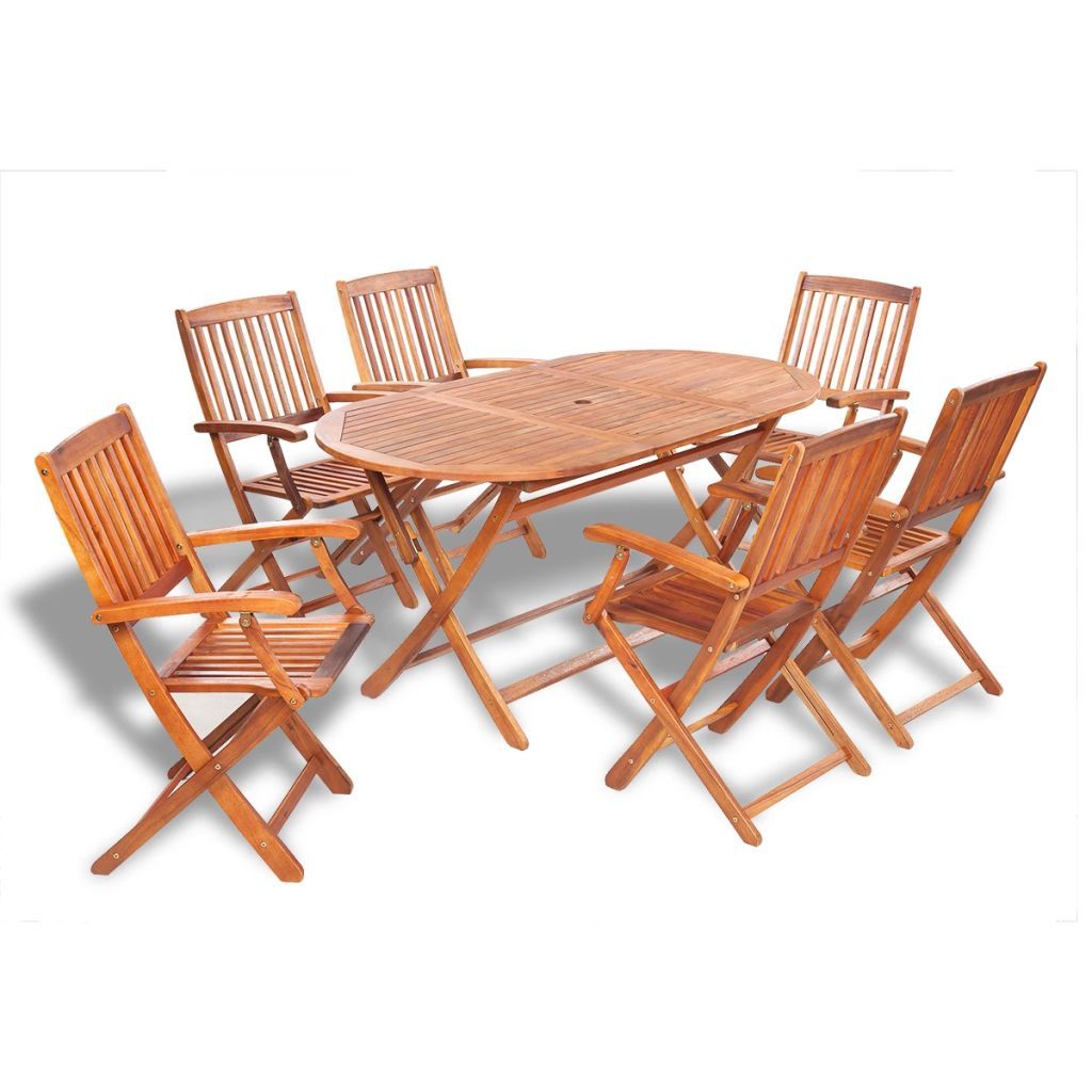 Otviap 7 Piece Outdoor Dining Set Solid Acacia Wood – Walmart Inside Acacia Wood Outdoor Seating Patio Sets (View 15 of 15)
