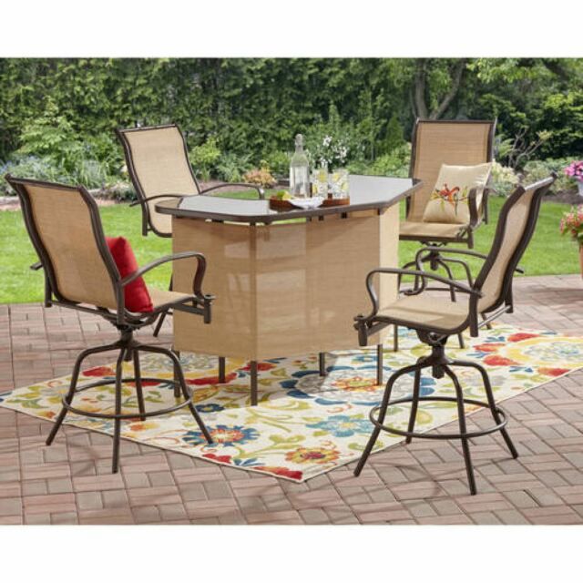 Outdoor 4 Seat Patio Counter Height Swivel Seating Dining Bar Furniture In 5 Piece 4 Seat Outdoor Patio Sets (View 2 of 15)
