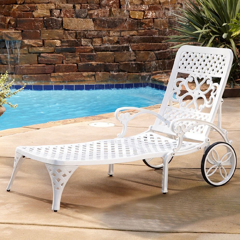 Outdoor Chaise Lounge Chair Recliner Retro Metal Pool Deck Sun Lounger Pertaining To Steel Arm Outdoor Aluminum Chaise Sets (View 12 of 15)