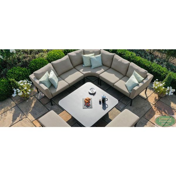 Outdoor Fabric Pulse Deluxe Square Corner Dining Set With Rising Table For Deluxe Square Patio Dining Sets (View 10 of 15)