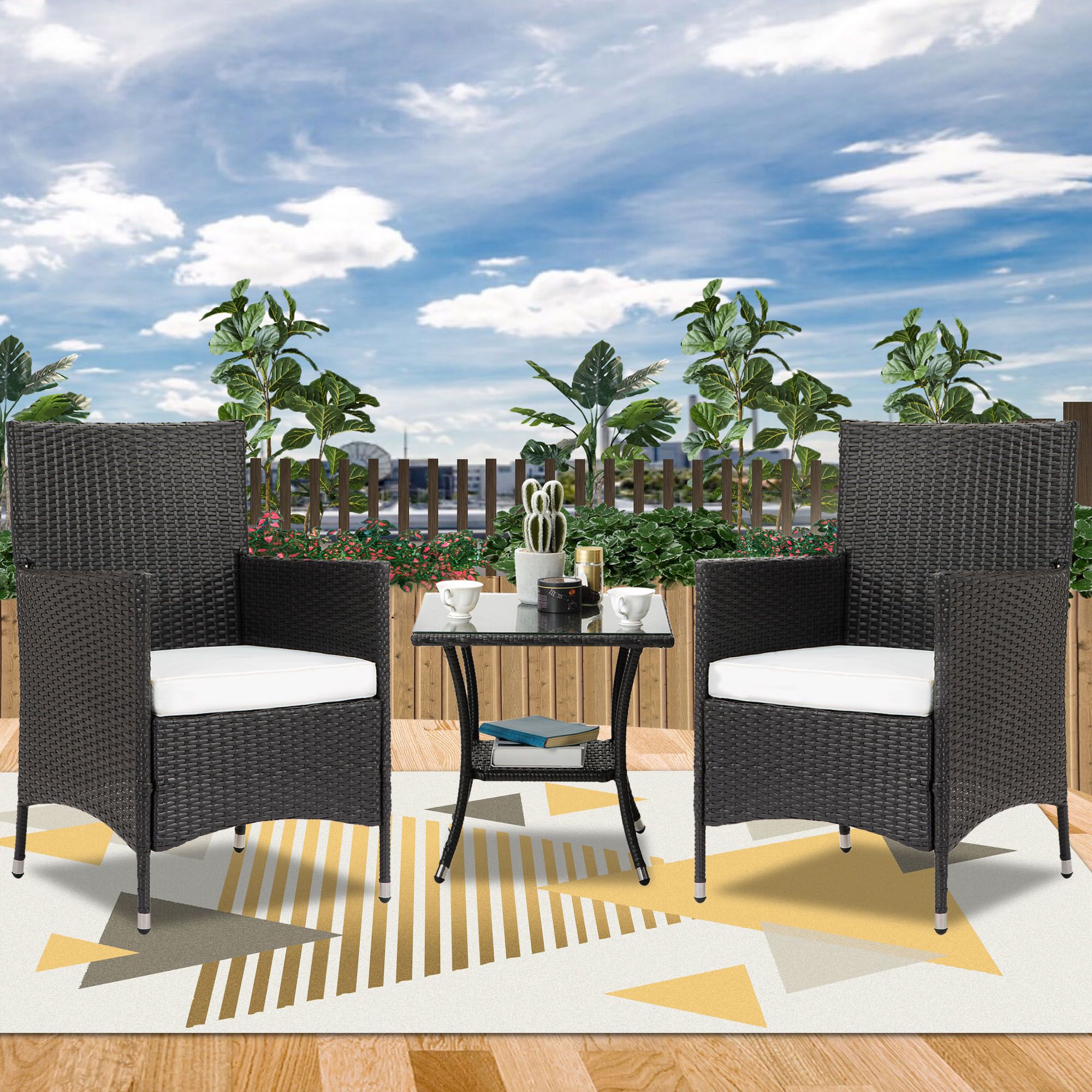 Outdoor Furniture Sets Clearance, 3 Piece Patio Table And Chairs Set With Regard To 3 Piece Outdoor Table And Loveseat Sets (View 11 of 15)