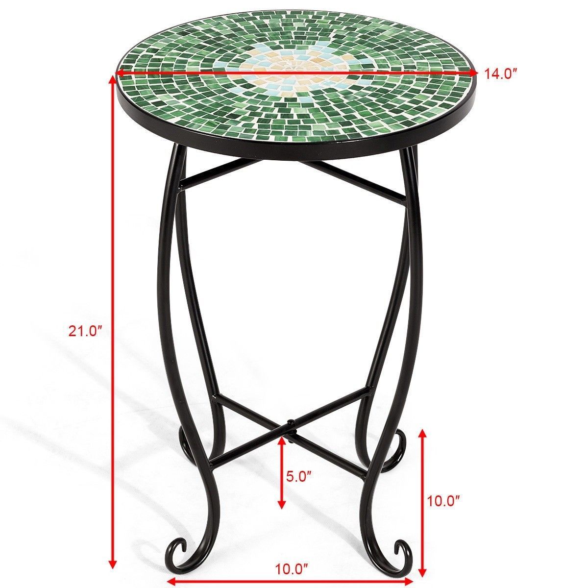 Outdoor Indoor Steel Accent Plant Stand Cobalt Table | Outdoor Accent Throughout Ocean Mosaic Outdoor Accent Tables (View 8 of 15)