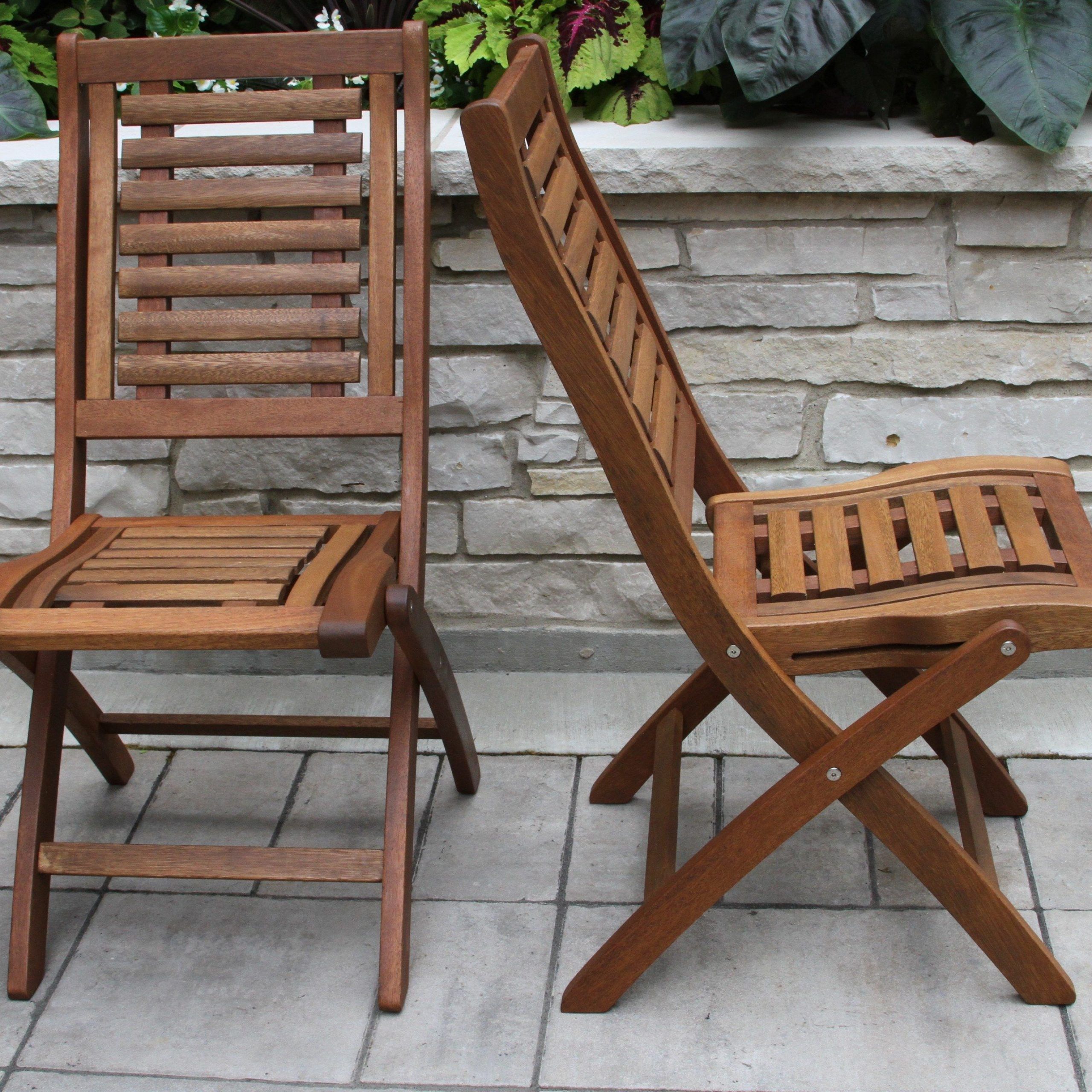 Outdoor Interiors Eucalyptus Folding Side Chairs – Set Of 2 Within Eucalyptus Stackable Patio Chairs (View 12 of 15)