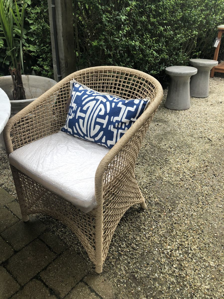 Outdoor Natural Twisted Faux Wicker Arm Chair – Mecox Gardens For White Fabric Outdoor Wicker Armchairs (View 3 of 15)