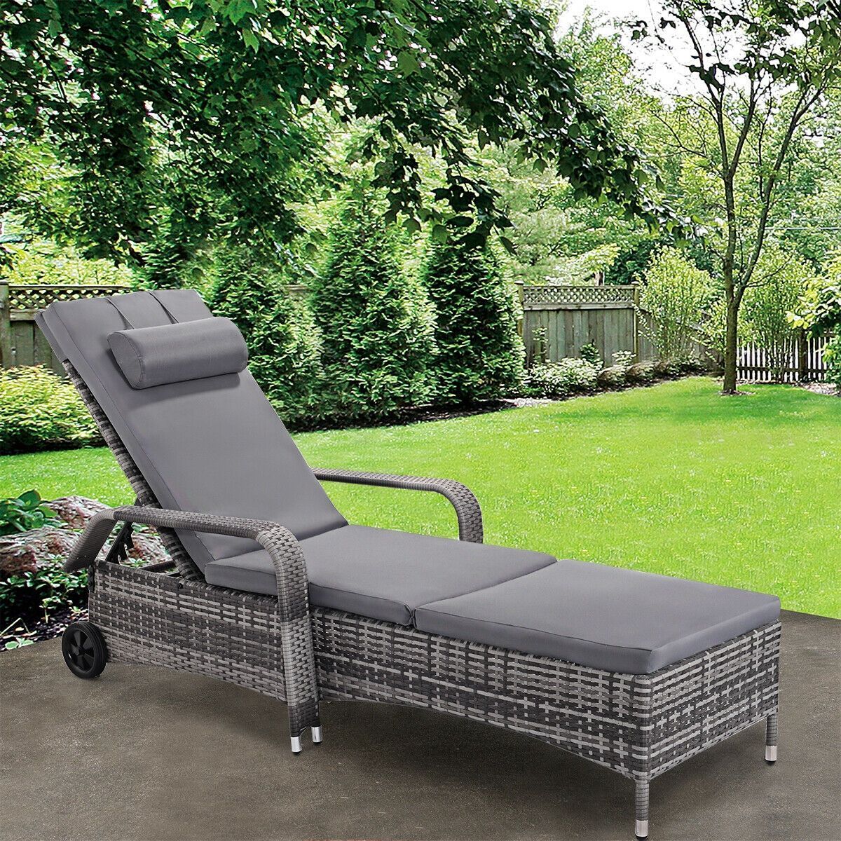 Outdoor Rattan Adjustable Cushioned Lounge Chair In 2020 | Used Outdoor Pertaining To Adjustable Outdoor Lounger Chairs (View 15 of 15)