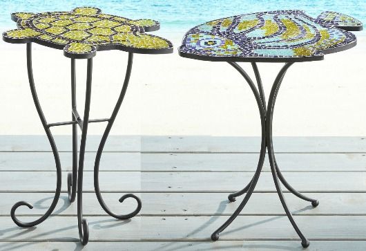 Outdoor Side Tables That Bring The Beach & Coast To Your Patio & Porch Throughout Ocean Mosaic Outdoor Accent Tables (View 7 of 15)