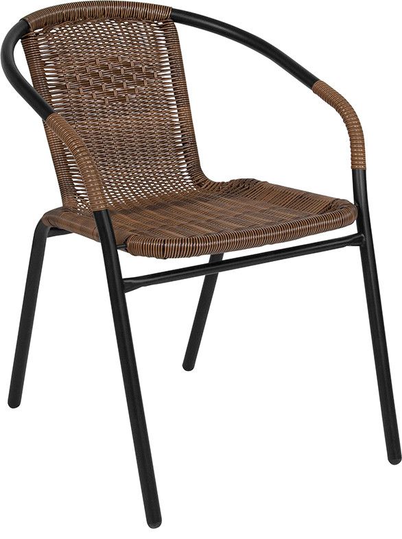 Outdoor Synthetic Rattan Armchair Stackable, Set Of 4 – Tropical Within Stacking Outdoor Armchairs Sets (View 3 of 15)